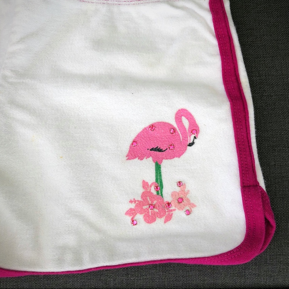 Vintage Sparkly Flamingo White Terry Cloth Shorts